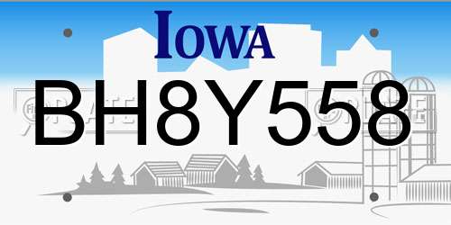 BH8Y558 Iowa License Plate