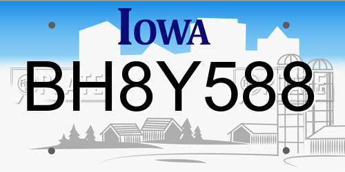 BH8Y588 Iowa License Plate