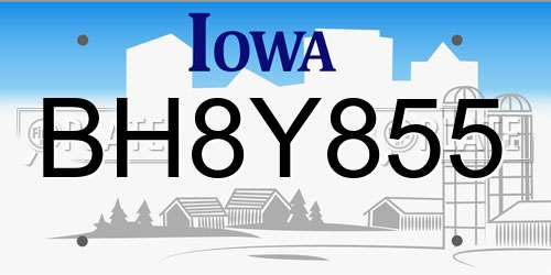 BH8Y855 Iowa License Plate