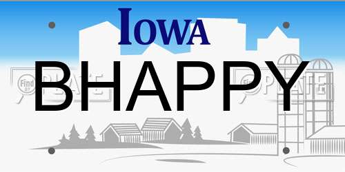 BHAPPY Iowa License Plate