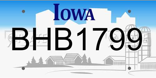 BHB1799 Iowa License Plate
