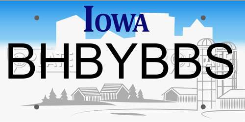 BHBYBBS Iowa License Plate