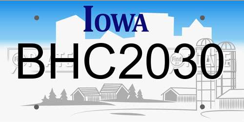 BHC2030 Iowa License Plate