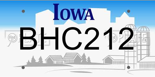 BHC212 Iowa License Plate