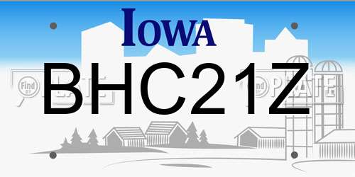 BHC21Z Iowa License Plate