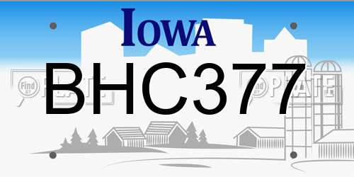 BHC377 Iowa License Plate