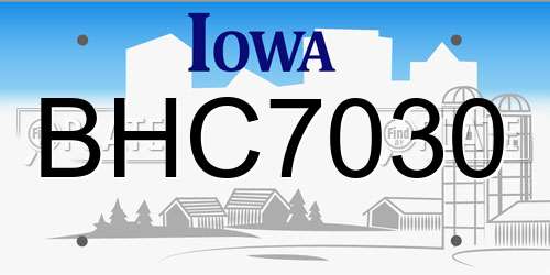 BHC7030 Iowa License Plate