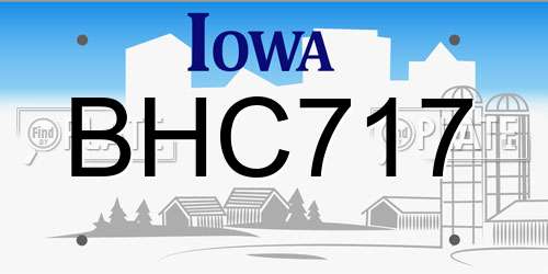 BHC717 Iowa License Plate