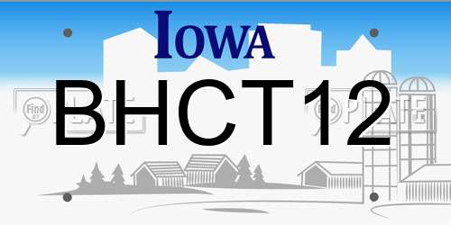 BHCT12 Iowa License Plate