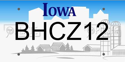 BHCZ12 Iowa License Plate