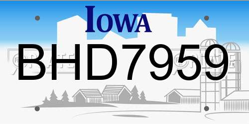 BHD7959 Iowa License Plate