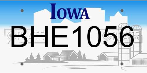 BHE1056 Iowa License Plate