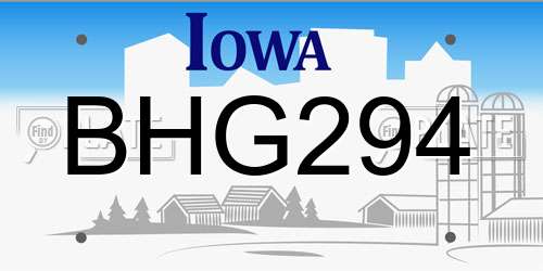 BHG294 Iowa License Plate