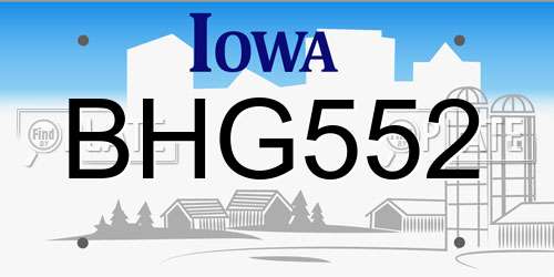 BHG552 Iowa License Plate