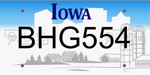 BHG554 Iowa License Plate