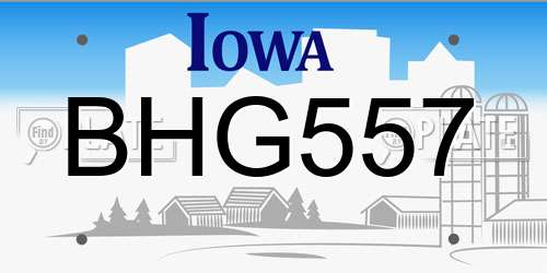 BHG557 Iowa License Plate