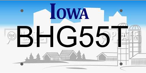 BHG55T Iowa License Plate