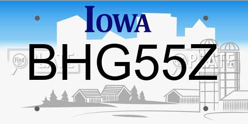 BHG55Z Iowa License Plate