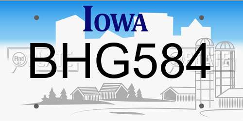 BHG584 Iowa License Plate
