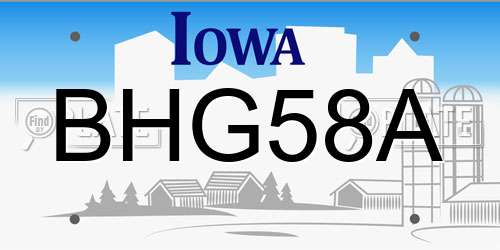 BHG58A Iowa License Plate
