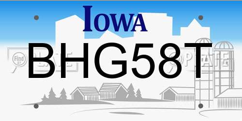 BHG58T Iowa License Plate