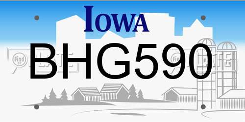 BHG590 Iowa License Plate