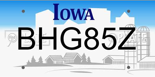 BHG85Z Iowa License Plate