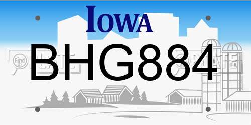 BHG884 Iowa License Plate