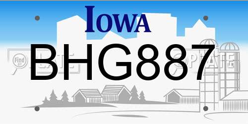 BHG887 Iowa License Plate