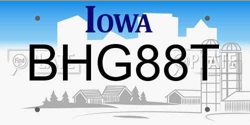 BHG88T Iowa License Plate