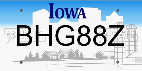 BHG88Z Iowa License Plate