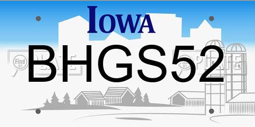 BHGS52 Iowa License Plate