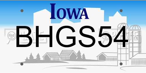 BHGS54 Iowa License Plate