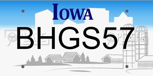 BHGS57 Iowa License Plate
