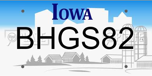 BHGS82 Iowa License Plate