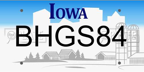 BHGS84 Iowa License Plate