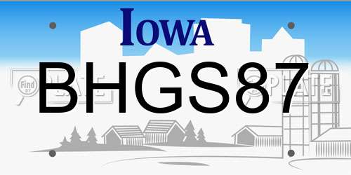 BHGS87 Iowa License Plate