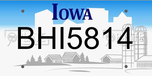 BHI5814 Iowa License Plate