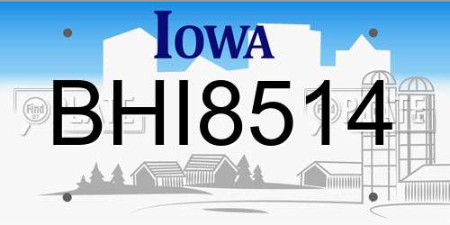 BHI8514 Iowa License Plate