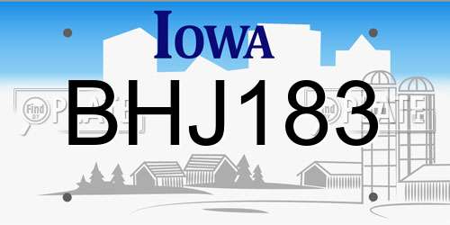 BHJ183 Iowa License Plate