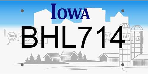 BHL714 Iowa License Plate