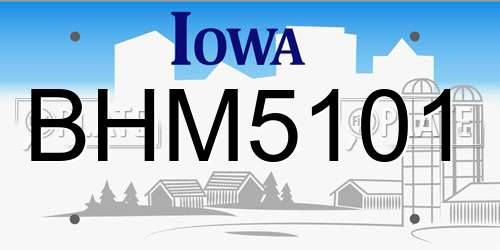 BHM5101 Iowa License Plate