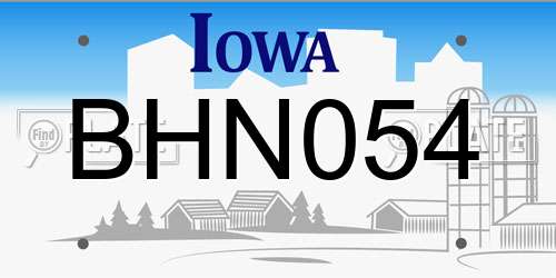 BHN054 Iowa License Plate