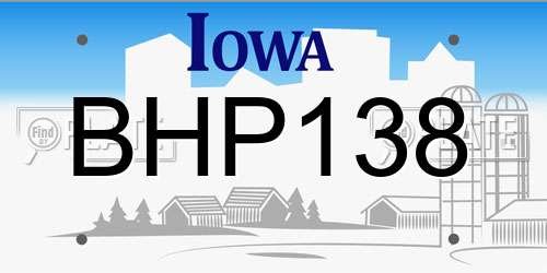 BHP138 Iowa License Plate