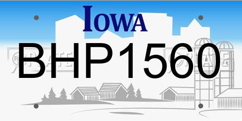 BHP1560 Iowa License Plate