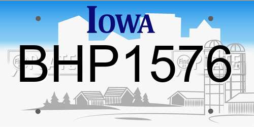 BHP1576 Iowa License Plate