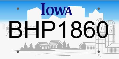 BHP1860 Iowa License Plate
