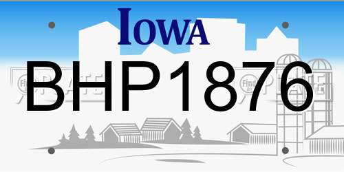 BHP1876 Iowa License Plate