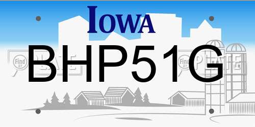 BHP51G Iowa License Plate