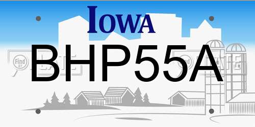 BHP55A Iowa License Plate